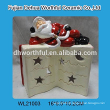 Lovely santa mit Buch Keramik geführtes Weihnachtslicht